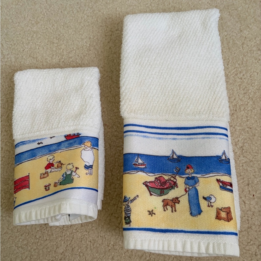 Laura Ashley Beach Themed Hand Towel Set 🏖️